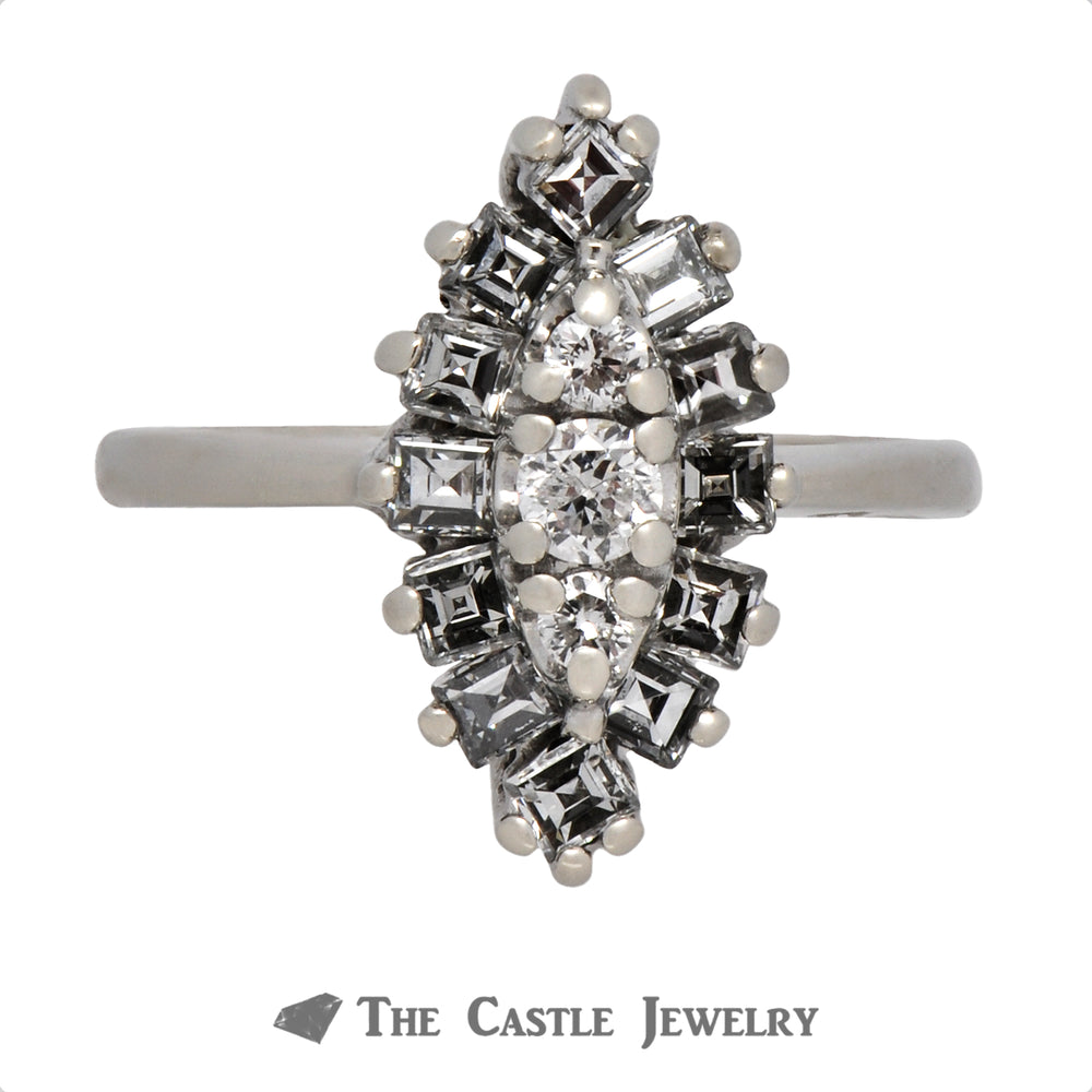 Marquise Shaped Cluster Ring in 14K White Gold