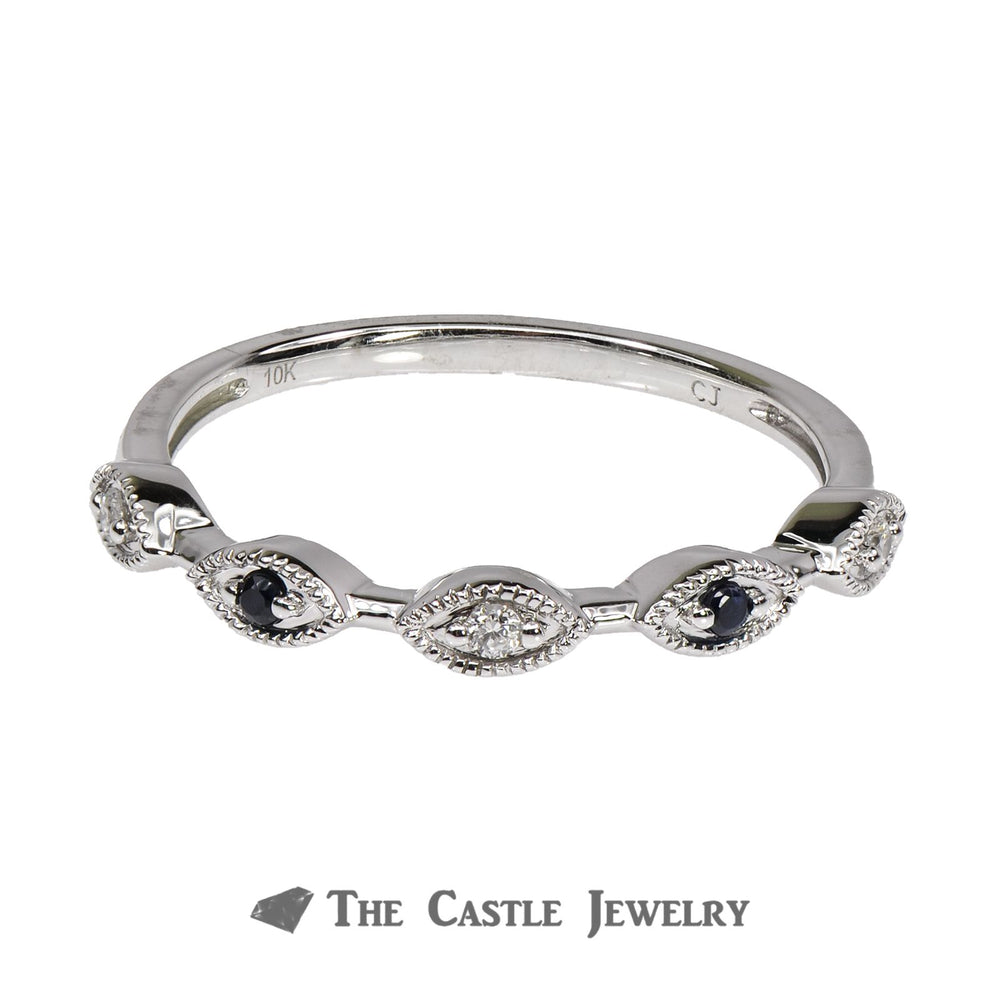 Sapphire Stackable Ring with Diamond Accents in 10K White Gold