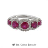 Ruby Ring with Cushion Shaped Diamond Bezel in 18K White Gold - Thumbnail 1
