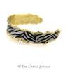 Zebra Print Enamel Cuff Bracelet in 14k Yellow Gold - Thumbnail 2