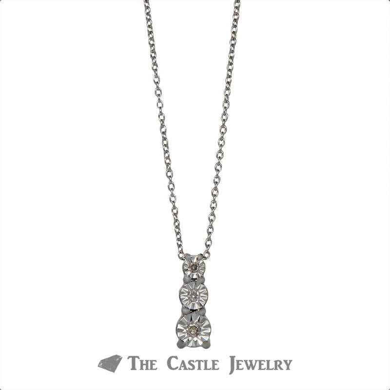Three Diamond .10cttw Diamond Illusion Necklace in Sterling Silver