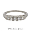 Five Prong Set Round Brilliant Cut Diamond Wedding Band in 14k White Gold - Thumbnail 1