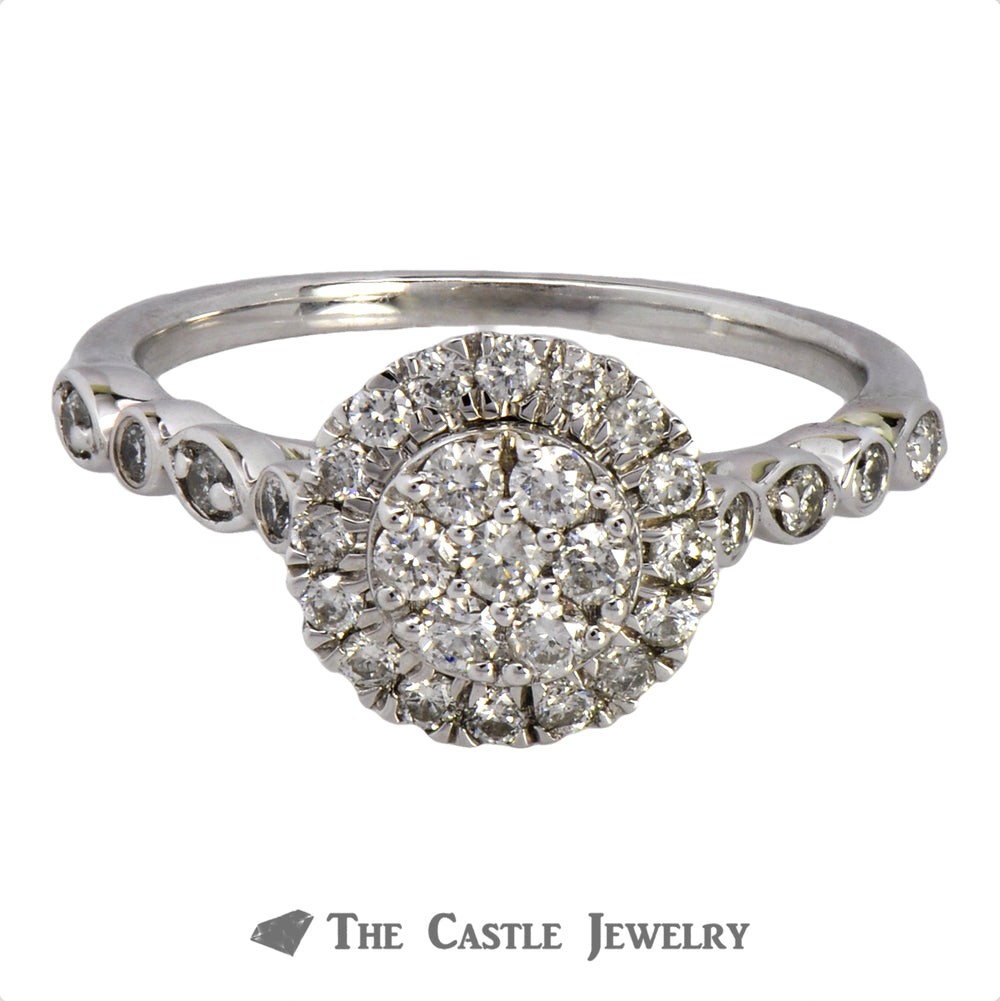 Crown Collection .50cttw Round Diamond Cluster & Halo Engagement Ring
