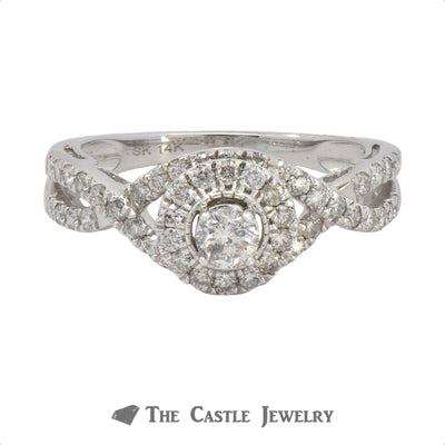 Crown Collection Round Diamond Engagement Ring with Halo Design