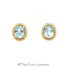 Oval Blue Topaz Earrings with Ribbed Gold Bezel in 14K Yellow Gold - Thumbnail 1