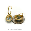 Oval Blue Topaz Earrings with Ribbed Gold Bezel in 14K Yellow Gold - Thumbnail 3