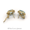 Oval Blue Topaz Earrings with Ribbed Gold Bezel in 14K Yellow Gold - Thumbnail 2