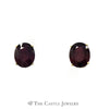 Oval Cut Ruby Stud Earrings in 4 Prong Mounting w/ Butterfly Backs Crafted in 14k Yellow Gold - Thumbnail 1