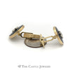 Round Black Onyx Diamond Horseshoe Cuff links - Thumbnail 3