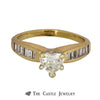 Heart Shaped Diamond Engagement Ring with Baguette Mounting in 14K Yellow Gold - Thumbnail 1