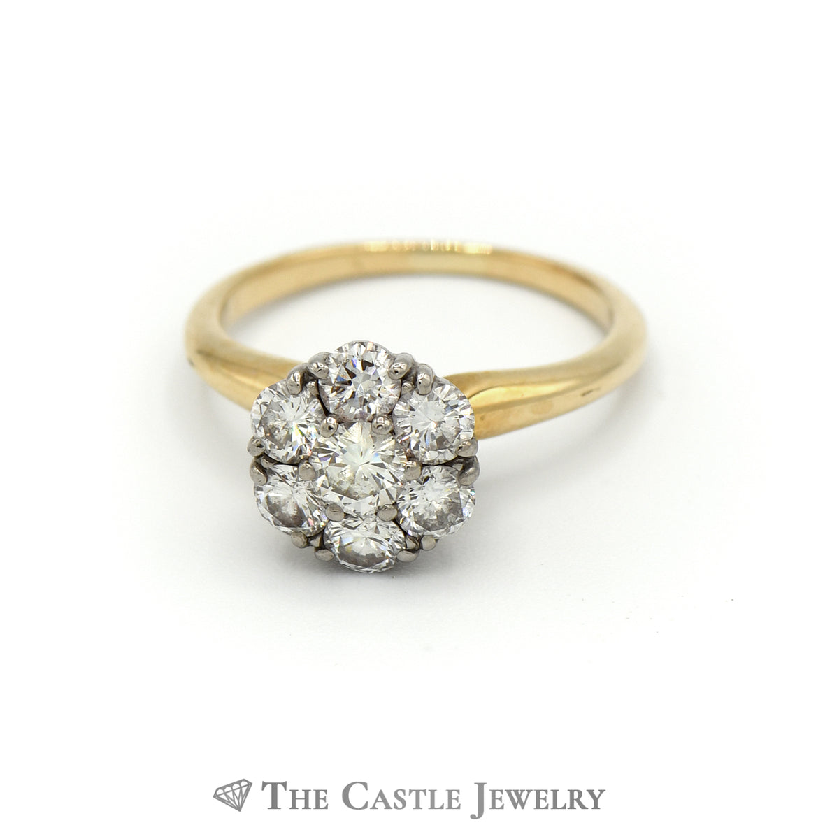 Lady's 7 Diamond Cluster Ring 1cttw In 18K Yellow Gold