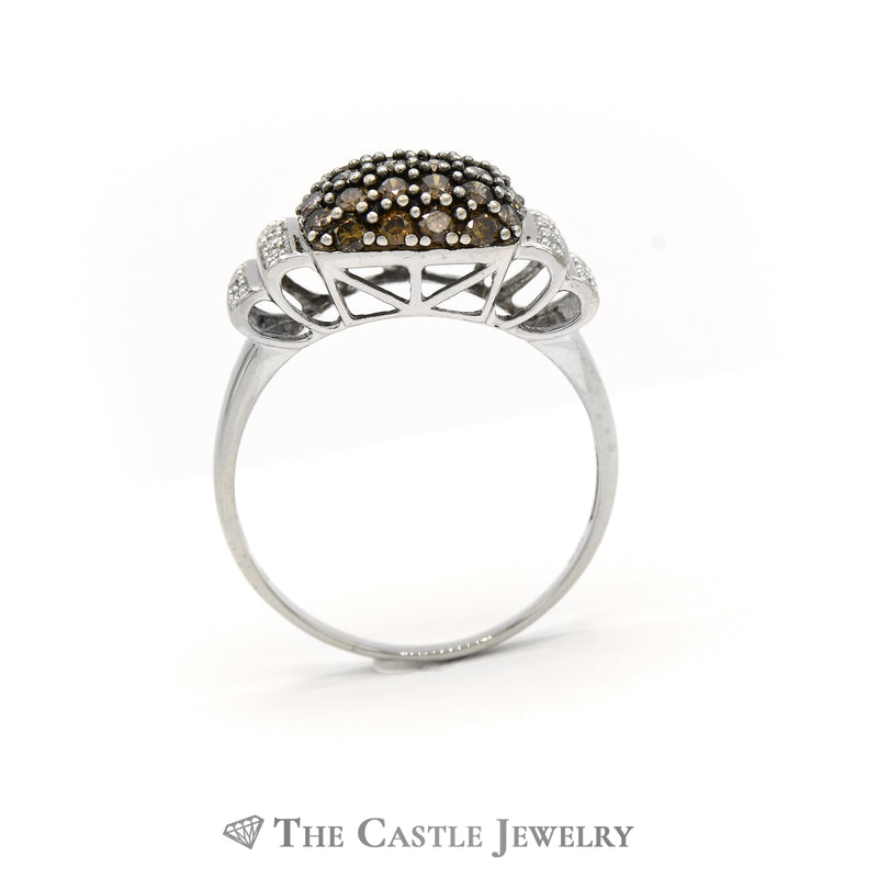 White And Brown 1/2cttw Diamond Cluster Ring In 10K White Gold