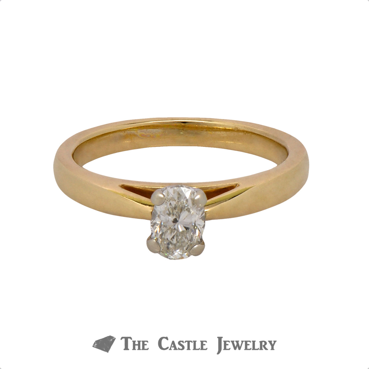 Oval Cut .48ct Diamond Solitaire Engagement Ring in 14k Yellow Gold