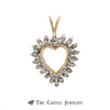 Heart Shaped Pendant Outlined with .75cttw Double Diamond Rows Crafted in 10k Yellow Gold - Thumbnail 1