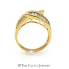 Beautiful Leaf Shaped Channel Set Baguette Cut Diamond Band in 18k Yellow Gold - Thumbnail 2