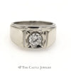 Gent's .75 Carat Solitaire Round Brilliant Cut Diamond Ring In 14KT White Gold - Thumbnail 1