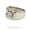 Gent's .75 Carat Solitaire Round Brilliant Cut Diamond Ring In 14KT White Gold - Thumbnail 3