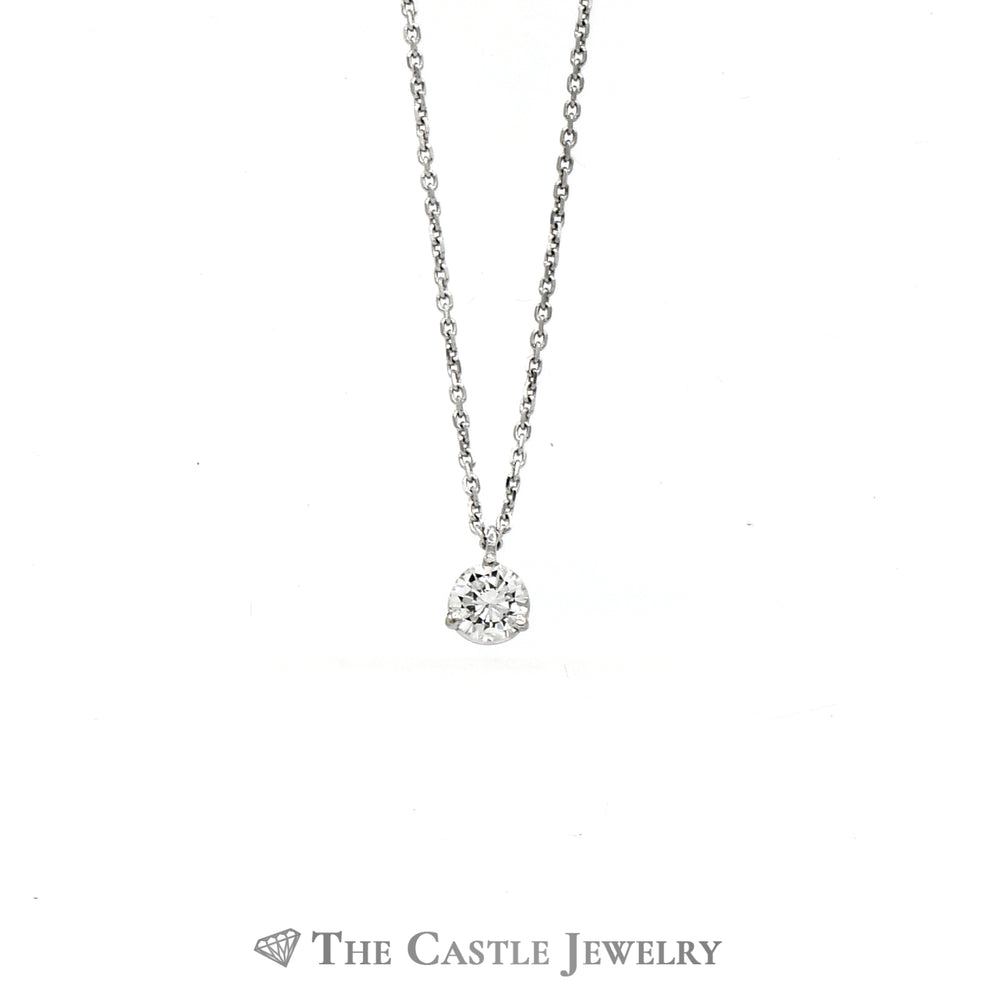 Beautiful Diamond Stud Necklace .35ct Round In 14K White Gold