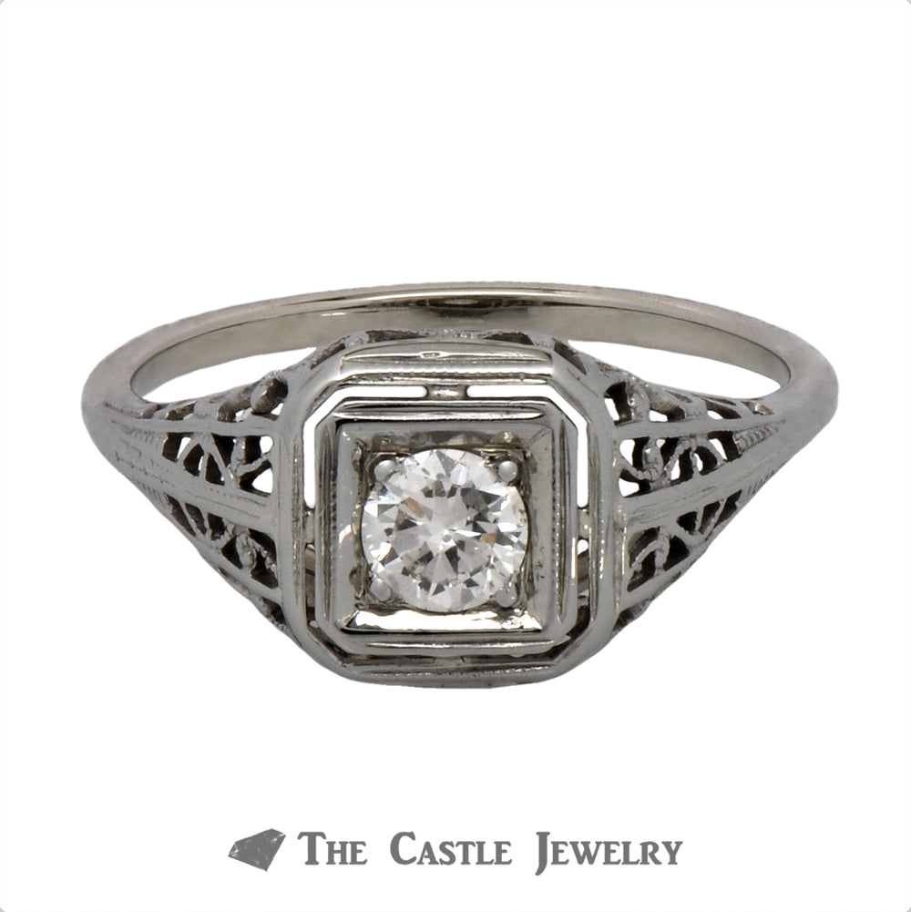 .33ct Round Diamond Solitaire Ring in Vintage Designed Mounting