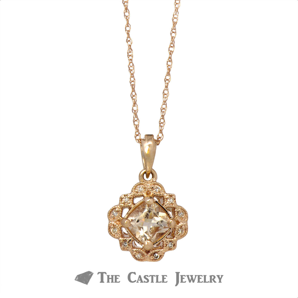 Cushion Cut Morganite Necklace in Rose Gold
