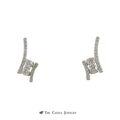 My Love My Best Friend 2 Round .50cttw Diamond Earrings In 14K White Gold