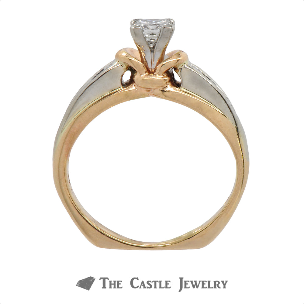 Unique Princess Cut Diamond Engagement Ring with European Shank