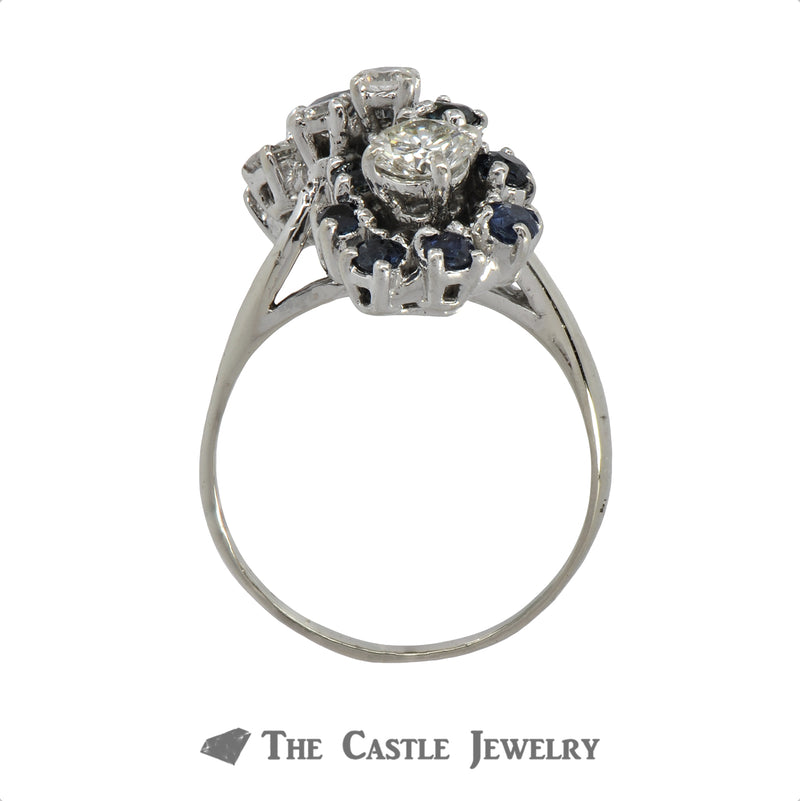 Infinity Diamond and Sapphire Ring in 14K White Gold