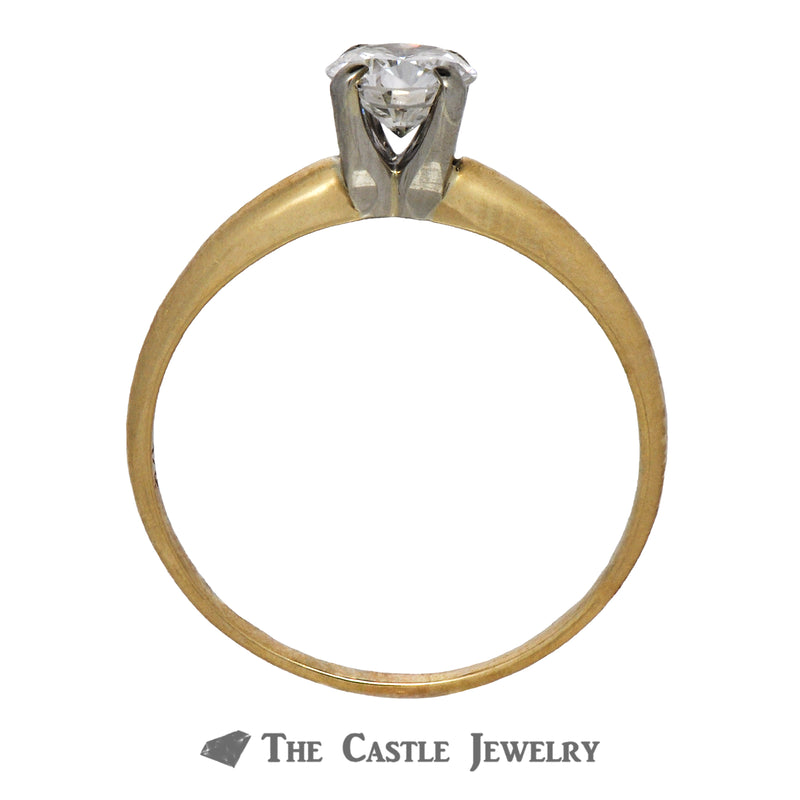 Low Profile Round Diamond Engagement Ring .55ct SI1/H in 14K Gold