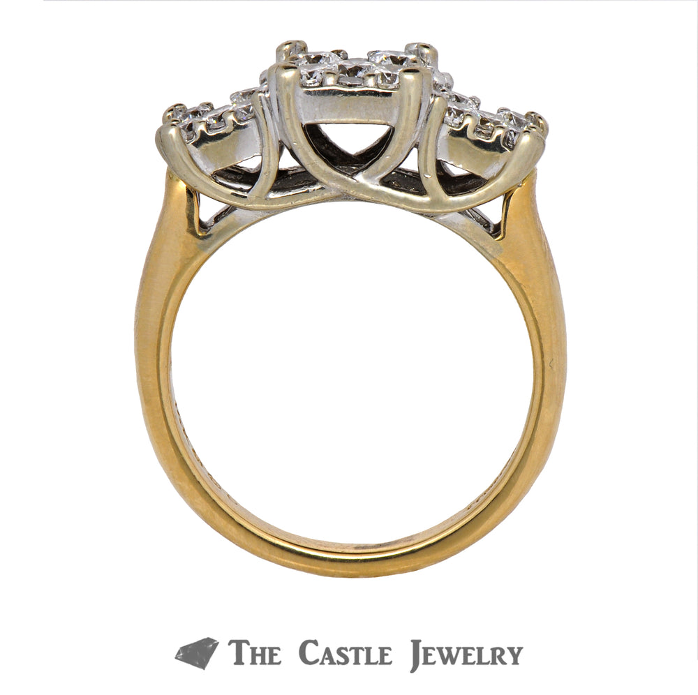 Square Cluster Engagement Ring 1cttw in 14K Yellow Gold