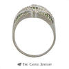 Green & White Diamond Cluster Ring With Fancy Rectangle Shaped Design - Thumbnail 2