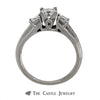 Princess Cut Three Stone Diamond Engagement Ring with Accents in a Cathedral Mounting - Thumbnail 2
