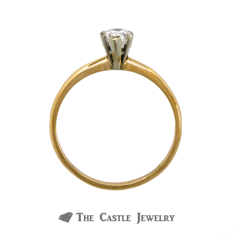 Lovely .49ct Pear Shaped Solitaire Diamond Engagement Ring Crafted in 14K Yellow Gold
