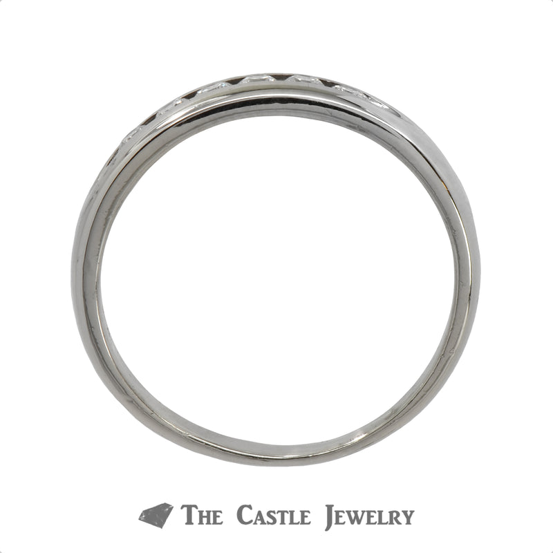 Channel Set Round Brilliant Cut Wedding Band in 14K White Gold
