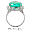 Synthetic Light Green Russian Green Beryl Ring with Diamond Halo - Thumbnail 2