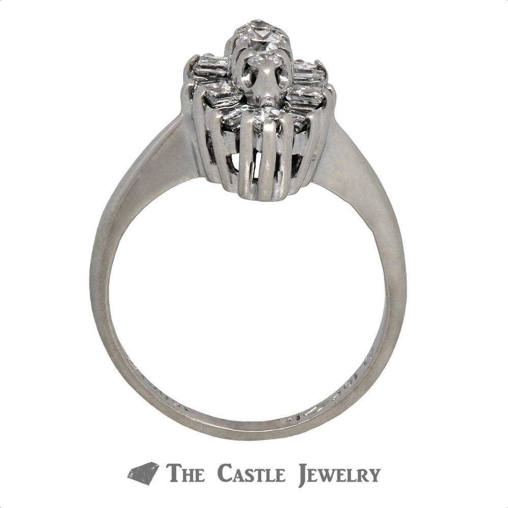 Marquise Shaped Cluster Ring in 14K White Gold