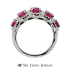 Ruby Ring with Cushion Shaped Diamond Bezel in 18K White Gold - Thumbnail 2