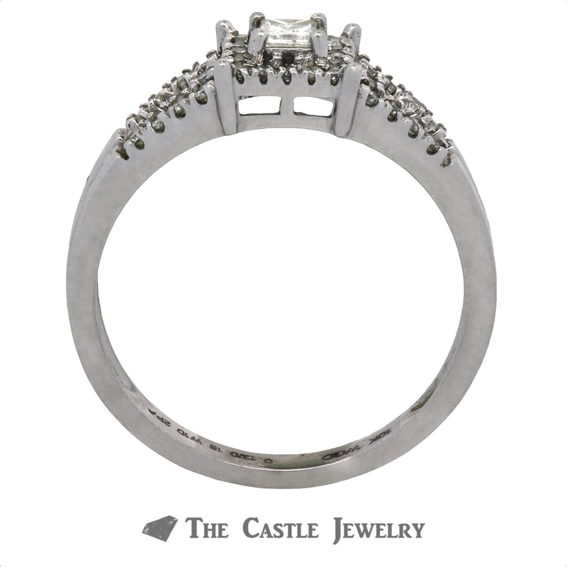 Crown Collection .33cttw Princess Cut Diamond Bridal Set with Split Shank