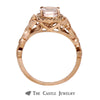 Cushion Cut Morganite Ring with Diamond Halo & Flower Design Rose Gold Mounting - Thumbnail 2