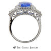 Cushion Cut Sapphire Ring with Trillion & Round Diamond Accents - Thumbnail 2