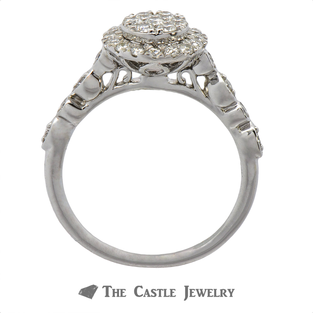 Crown Collection .50cttw Round Diamond Cluster & Halo Engagement Ring