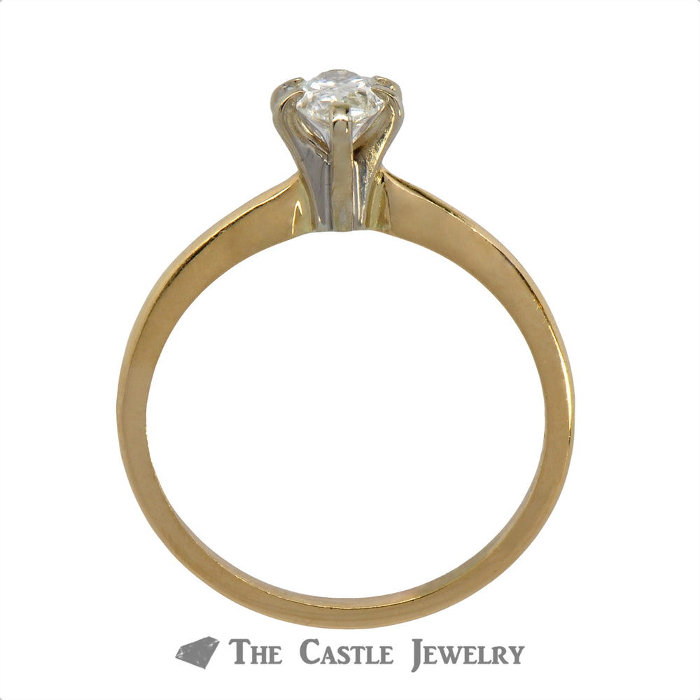 Pear Cut 1/2 carat Solitaire Engagement Ring in 14K Yellow Gold
