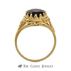 Oval Garnet Ring in Rope Design 10K Gold Mounting - Thumbnail 2
