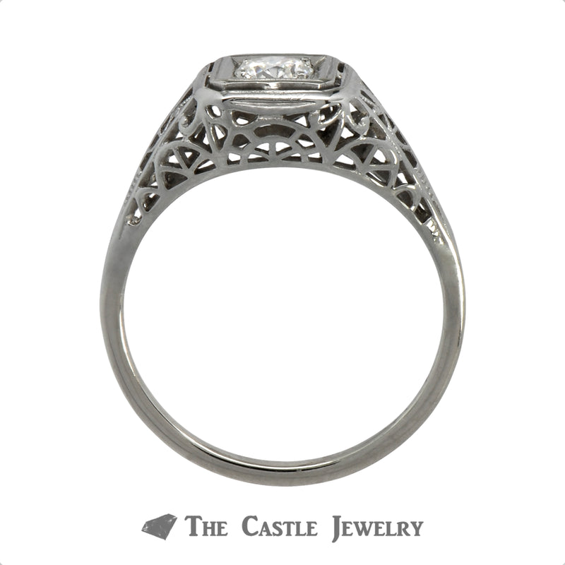 .33ct Round Diamond Solitaire Ring in Vintage Designed Mounting