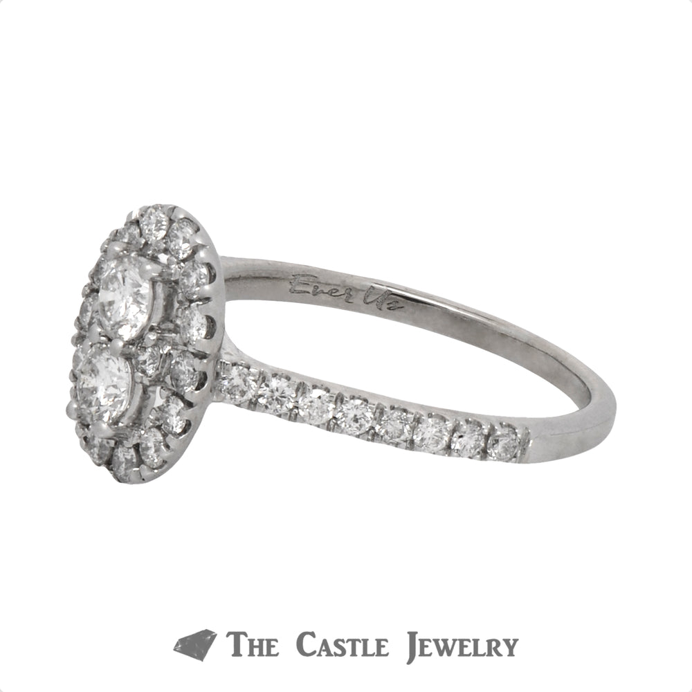 Double Diamond Halo Ever Us Engagement Ring with Diamond Accents in 14k White Gold