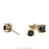 Beautiful Round Black Diamond 1.50cttw Stud Earrings in 14K Yellow Gold - Thumbnail 2