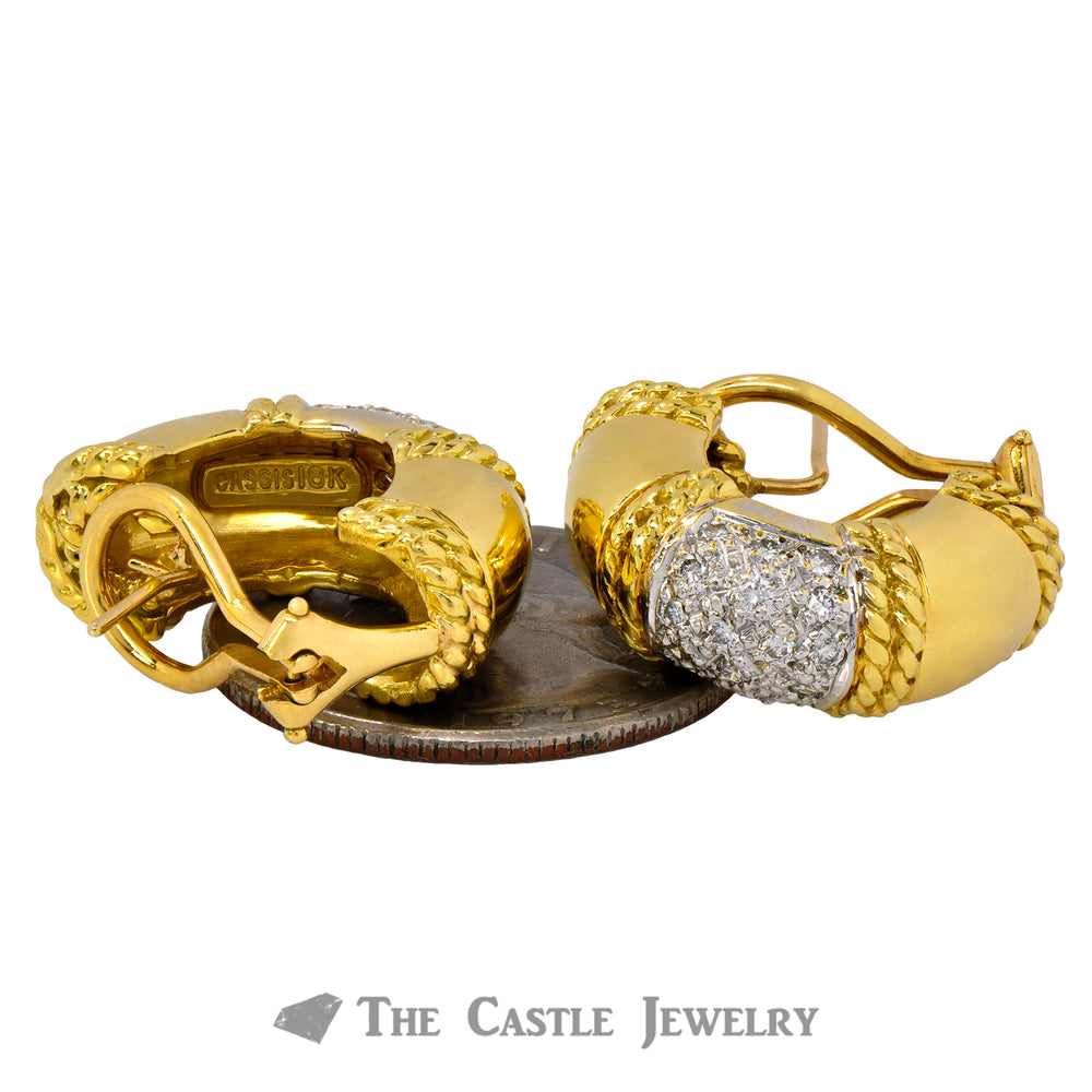 Cassis Diamond Hoop Earrings with Rope Design