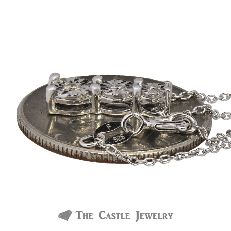 Three Diamond .10cttw Diamond Illusion Necklace in Sterling Silver