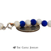 18" Pearl & Blue Jade Collegiate Necklace with "UK" Dangling Pendant - Thumbnail 3