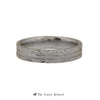 Diamond Cut Design 4mm Wedding Band with Ridged Center Crafted in 14k White Gold - Thumbnail 1