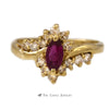 Marquise Ruby Ring 1/4ct tw Round Diamond Accents in 14K Gold - Thumbnail 1